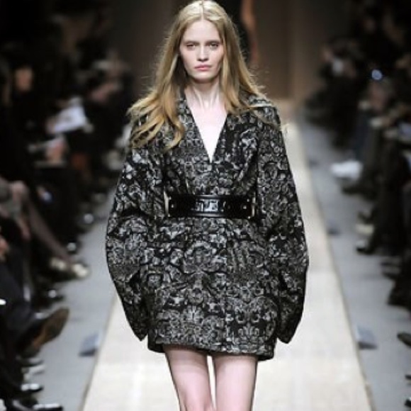Stella McCartney Runway Black Grey Belted Coat